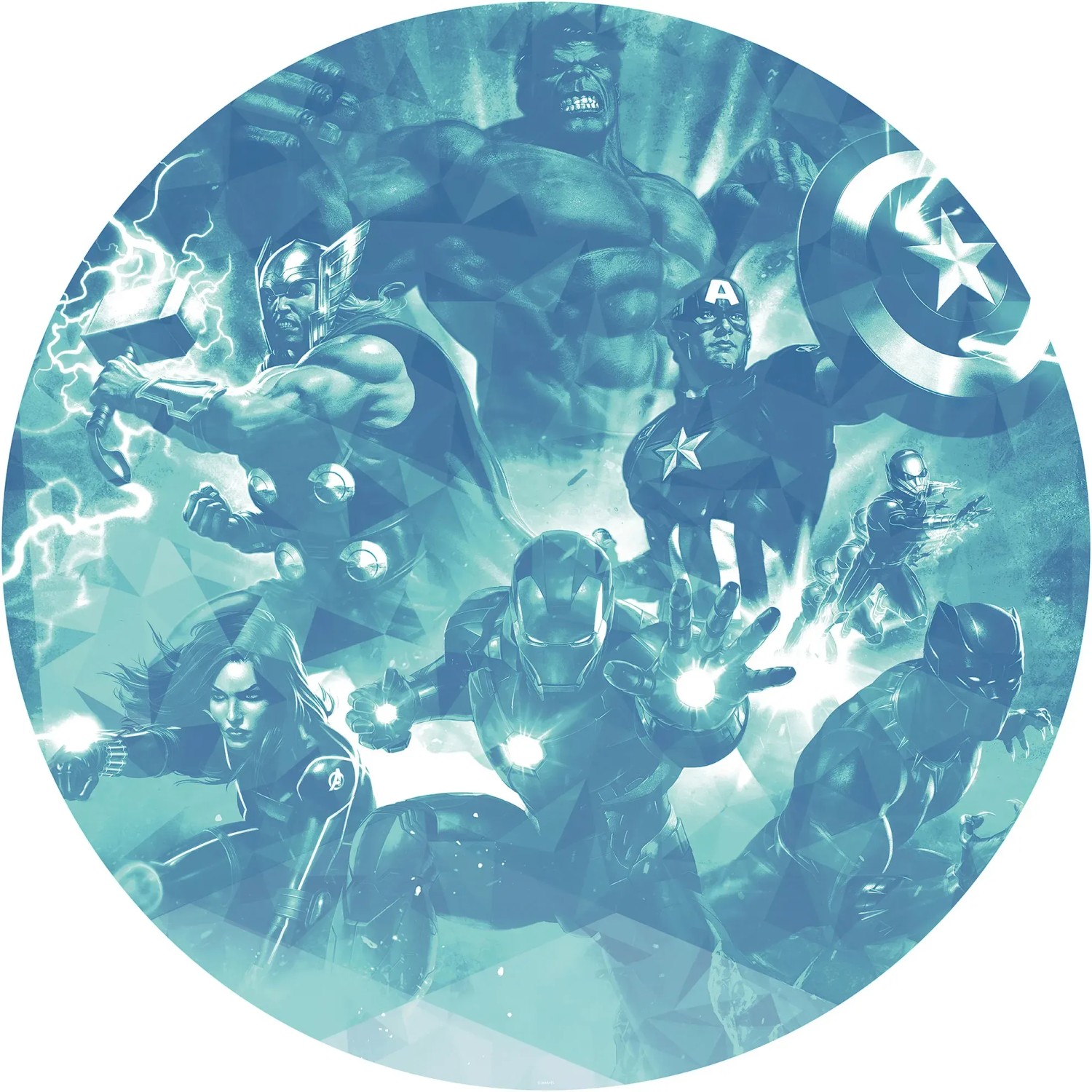 Komar Fototapete Avengers Blue Power, glatt, bedruckt, Comic, Retro, mehrfarbig, BxH: 128x128 cm, glatt, bedruckt, selbstklebend