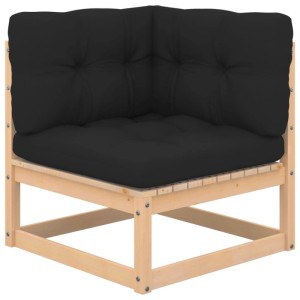 vidaXL 3-Tlg Garten-Lounge-Set aus Kiefernholz mit anthrazitfarbenen Kissen.