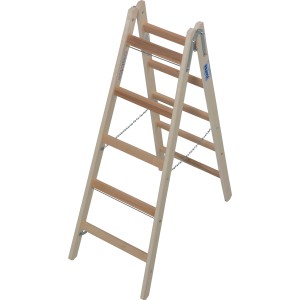 Krause Holz-Doppelleiter Stabilo mit 2x5 Sprossen, ideal für Maler- und Elektroarbeiten.