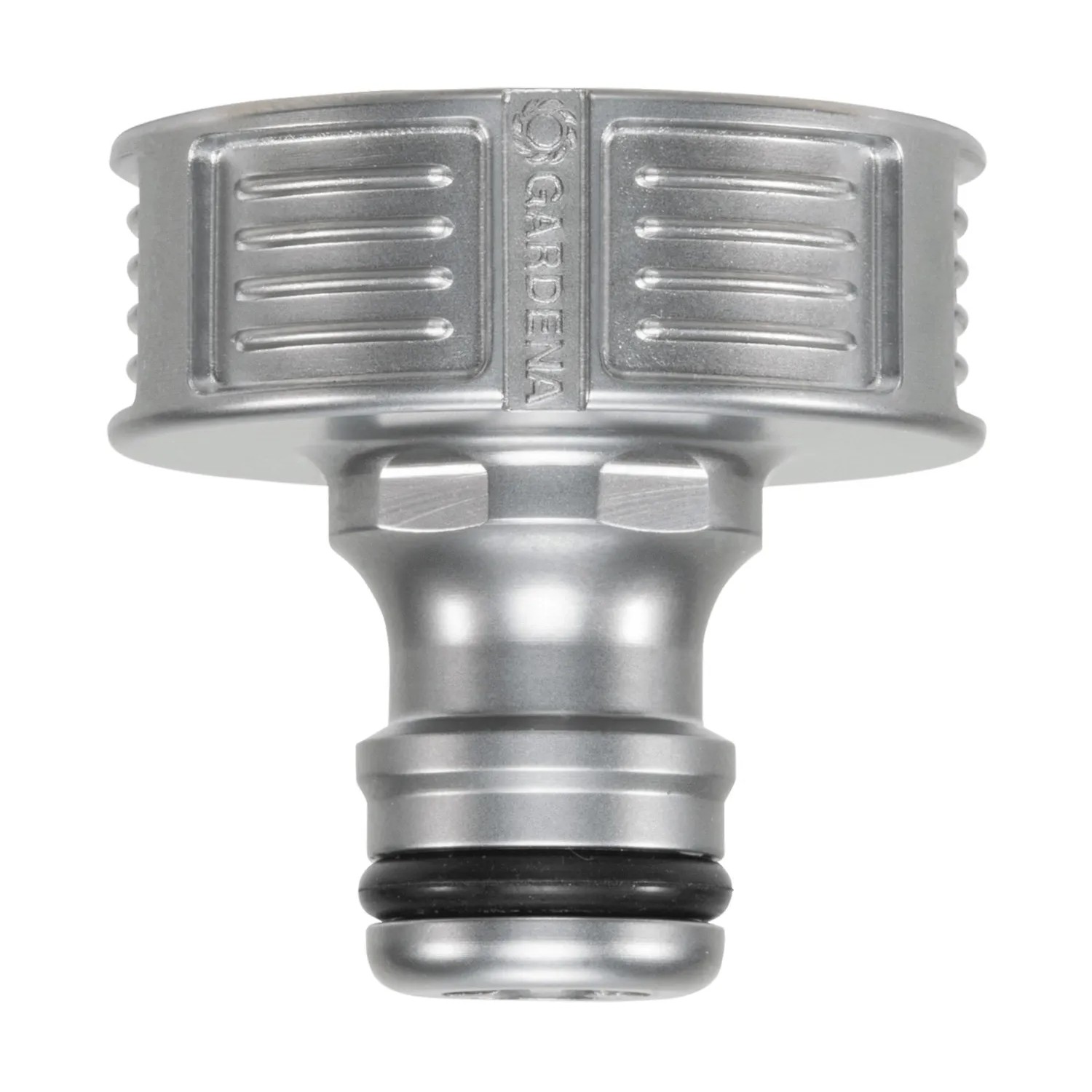 Gardena Premium Hahnverbinder aus Metall, Teil des Reinigungsspritzen-Sets.
