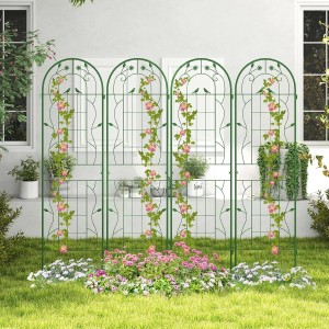 Costway Rankgitter Metall 4er Set Gartenzaun 180 x 50 cm Grün