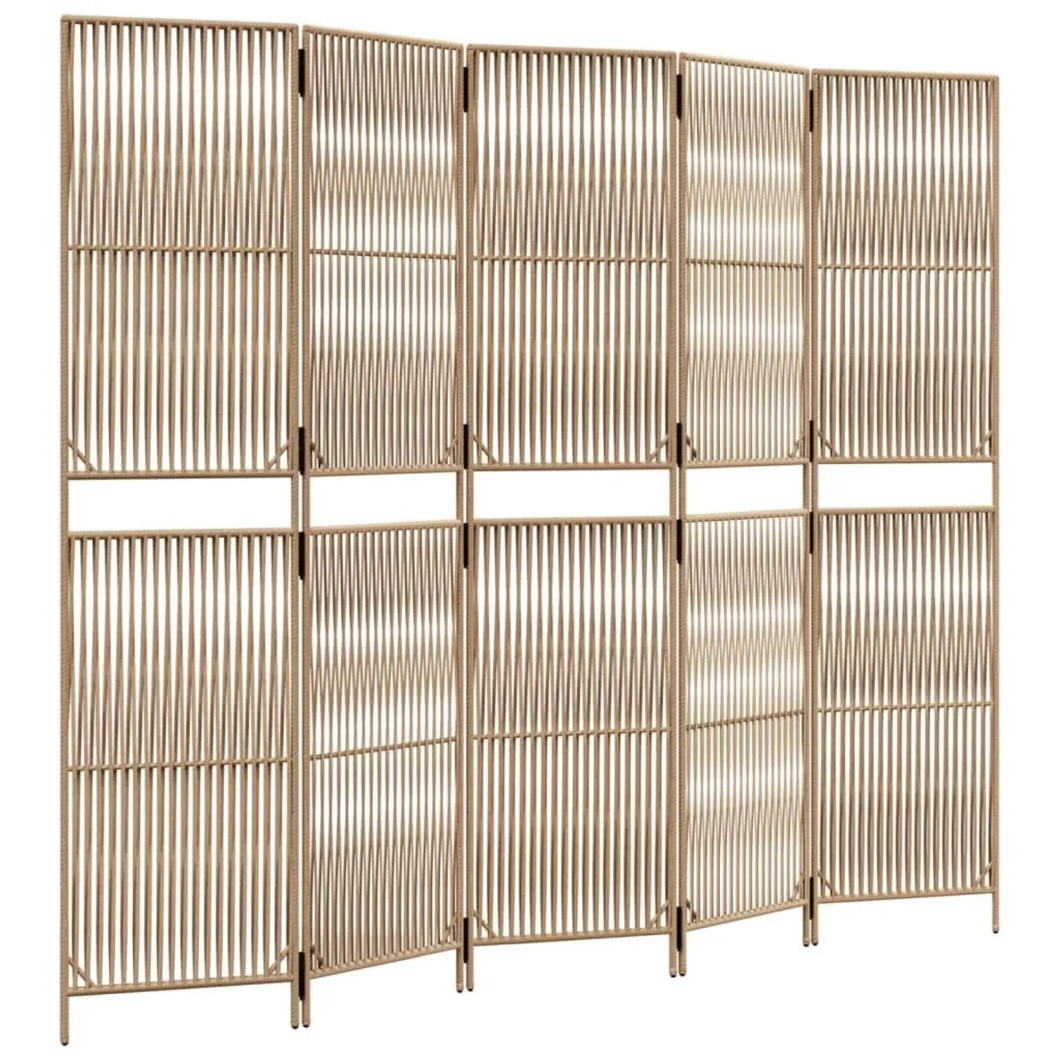 vidaXL Paravent 5 Tlg Beige Poly Rattan 365399