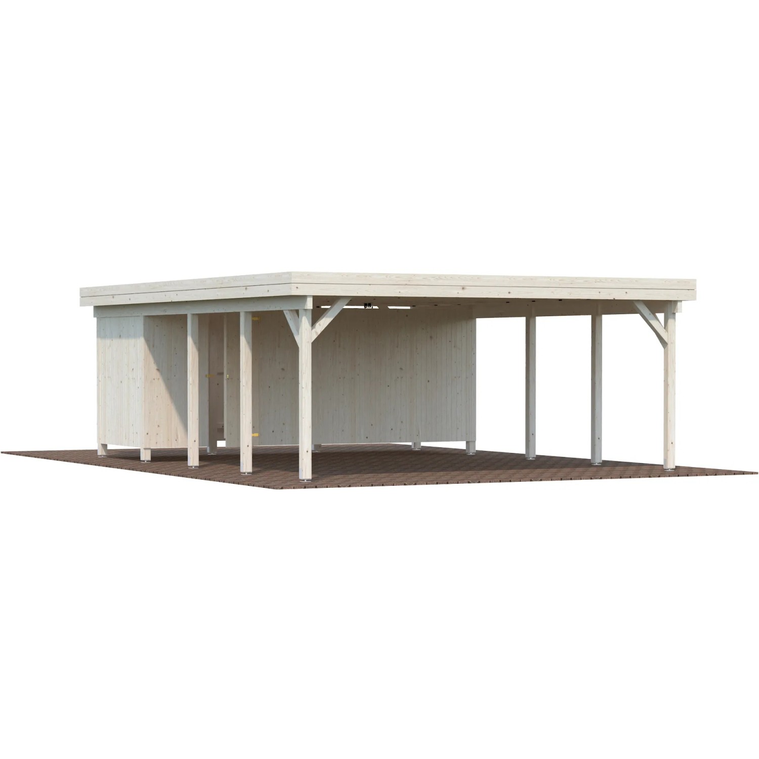 Palmako Anbauschuppen für Carport Karl, unbehandeltes Fichtenholz, Stauraum für Gartengeräte.