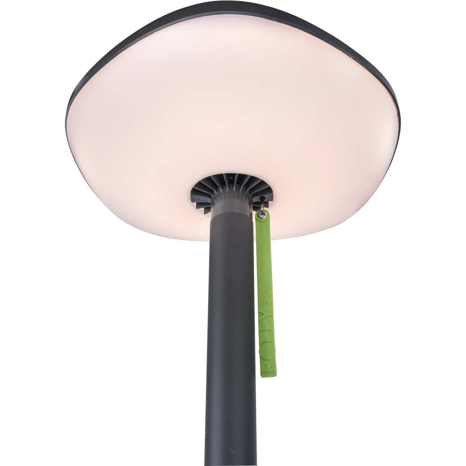 Lutec LED Solar Stehleuchte Poppy, anthrazit-grün, dimmbar, mit Bluetooth Lautsprecher.