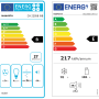 Energieeffizienzlabel der Respekta Winkelküche mit Herd, Haube, Geschirrspüler und Kühl-Gefrierkombination.
