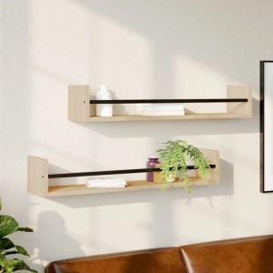 vidaXL Wandregale mit Stangen 2 Stk Sonoma-Eiche 80x16x14 cm 835440