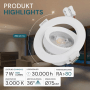 6er-Set dimmbare LED Einbauspots, 7W, Ø 75mm, Farbwahl, weiß. Downlights für flexible Beleuchtung.