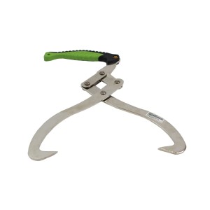 TRUTZHOLM Handpackzange XL, 300mm Maulöffnung, Stahl, mit grünem Griff. Holzgreifer für Garten und Forst.
