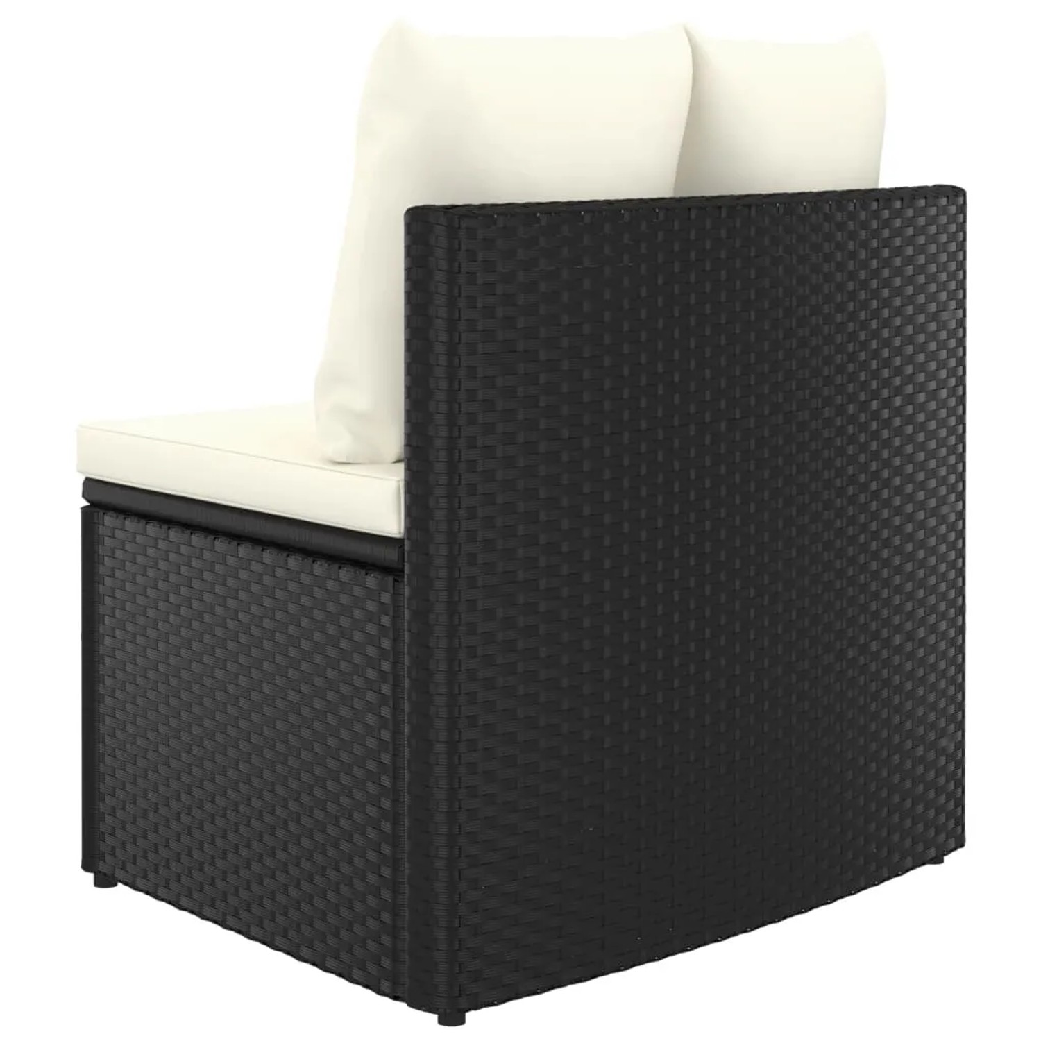 vidaXL Garten-Sofagarnitur, 7-teilig, Poly Rattan schwarz, mit Auflagen. Einzelnes Sofa-Element.