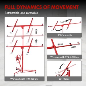 CCLIFE Plattenheber, rot, klappbar, für Trockenbau & Rigipsplatten, bis 68 kg, Höhe 140-350 cm.