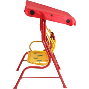 Siena Garden Kinder-Hollywoodschaukel Marie, rot mit Marienkäfer-Motiv, für den Garten.