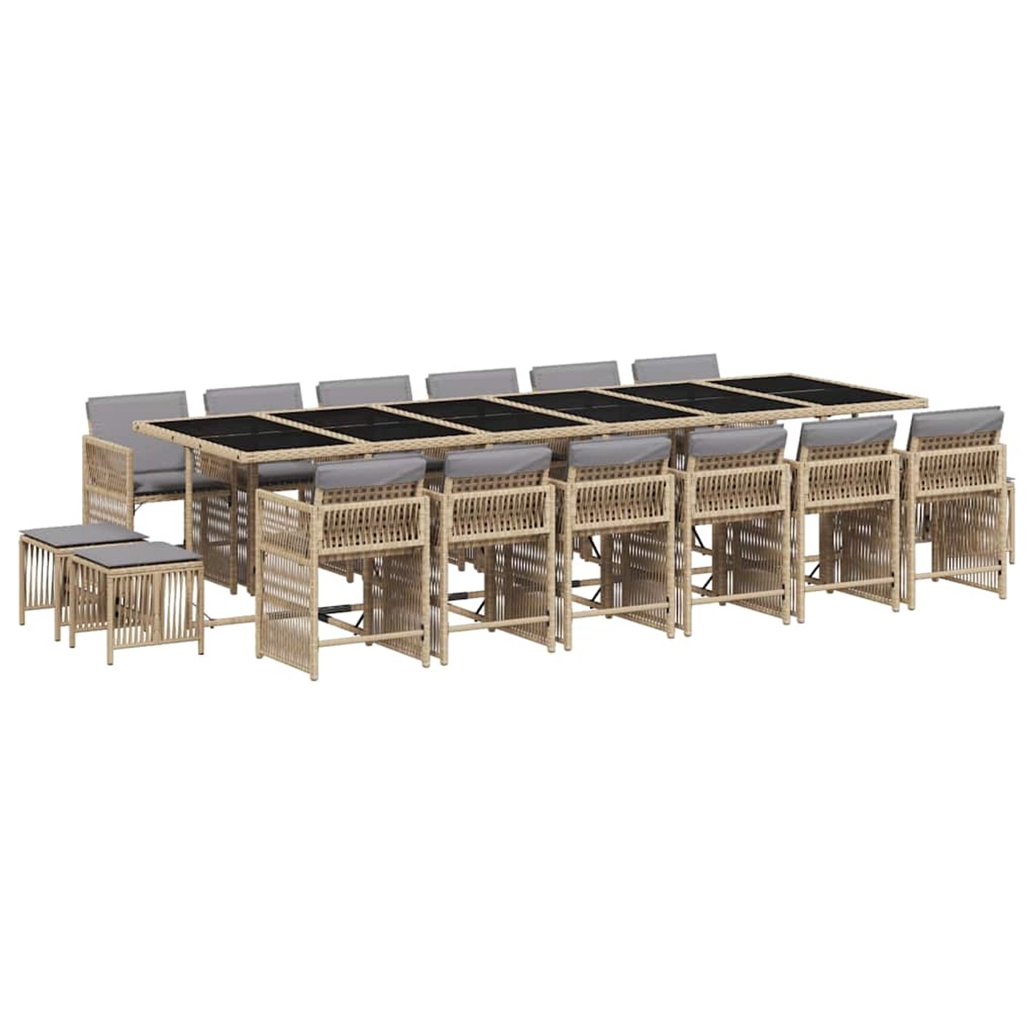 vidaXL 17-Tlg Garten-Essgruppe mit Kissen Beigemischung Poly Rattan 3211728 günstig online kaufen
