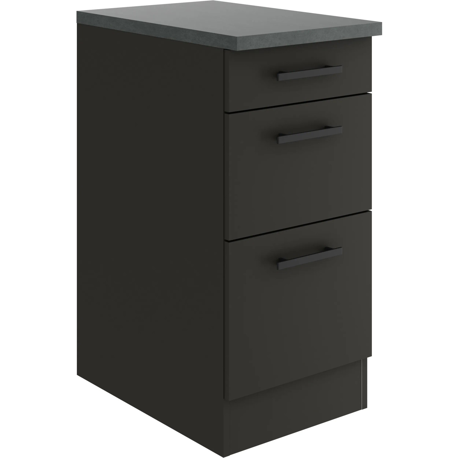 OPTIFIT Madrid420 Küchenunterschrank, 40 cm, Anthrazit Matt mit Schubladen und Arbeitsplatte.