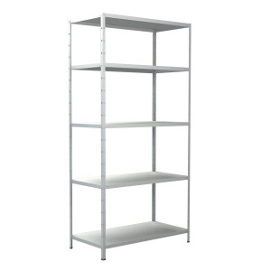 Weißes Schulte Steck-Grundregal, 200x100x50 cm, mit 5 Böden. Ideal für Lagerung und Ordnung.