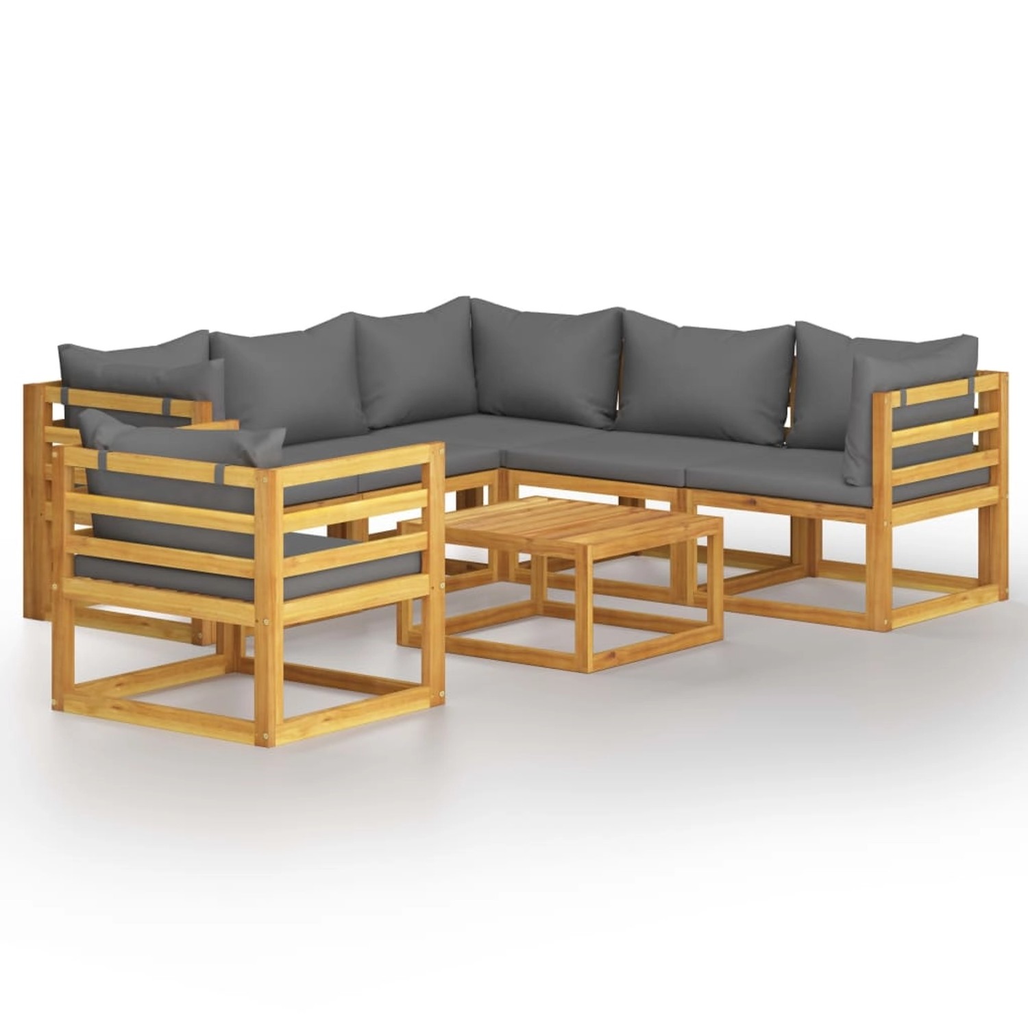 vidaXL 7-tlg Garten-Lounge-Set mit Auflagen Massivholz Akazie Modell 1