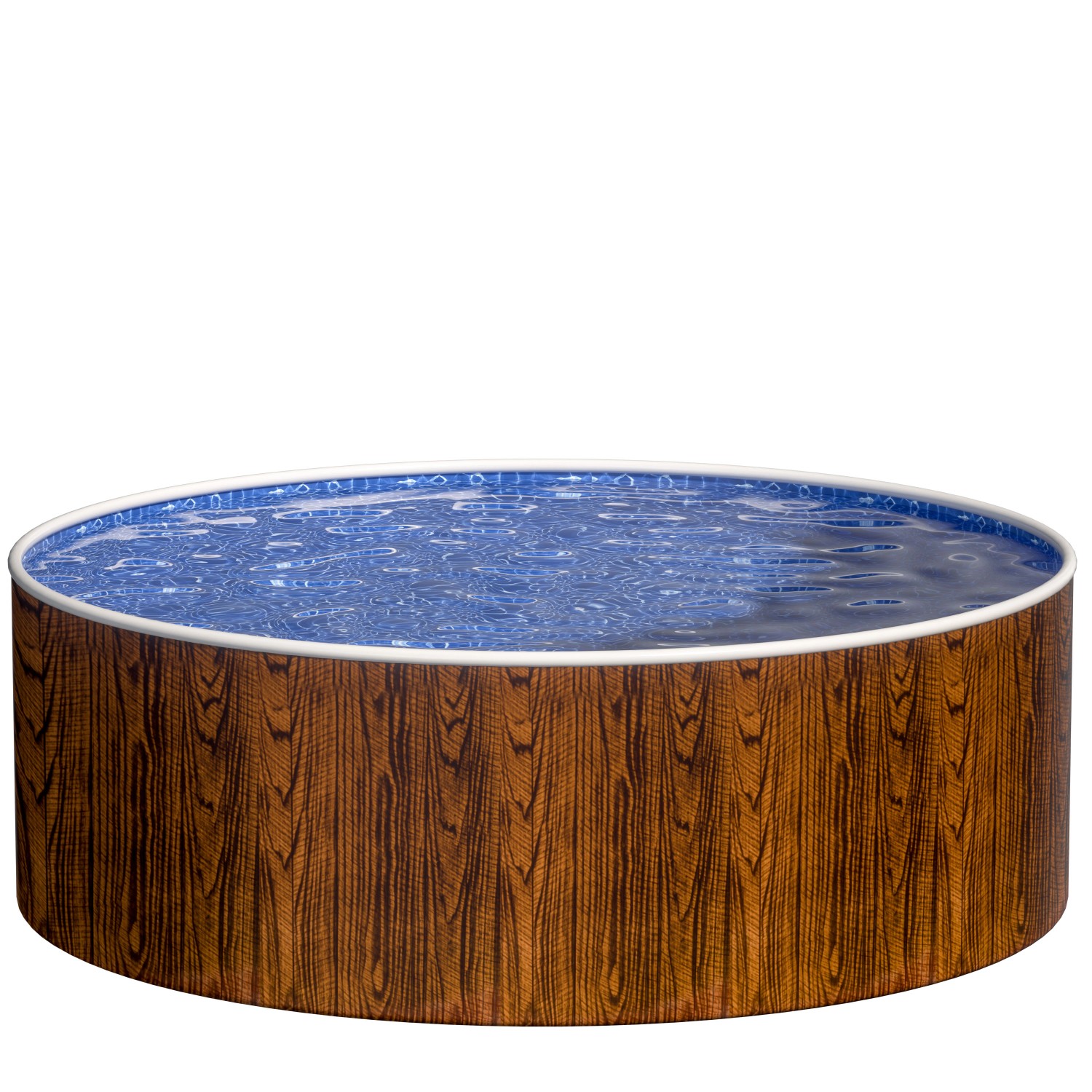 Poolomio Stahlwandpool Set Rund 360 x 90 cm Holzoptik Aufstellpool mit Poolleiter, Innenfolie, Skimmer und Einlaufdüse
