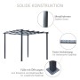 Outsunny Pergola Pavillon aus Metall, schwarz, mit Details zur soliden Konstruktion.