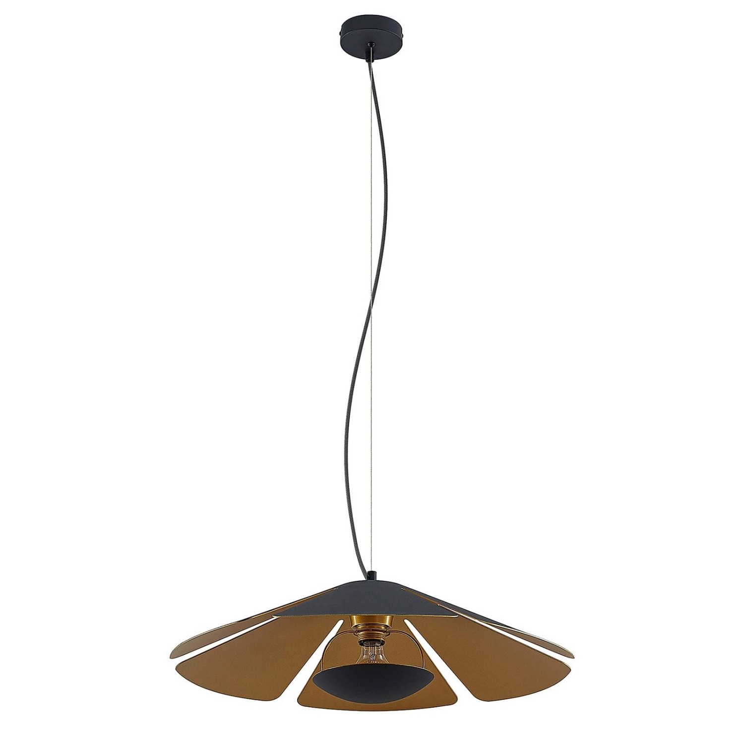 Lucande Pendelleuchte Jemmily 9639576 Design Modern in Schwarz aus Aluminium 1-flammig E27 Wohnzimmerleuchte