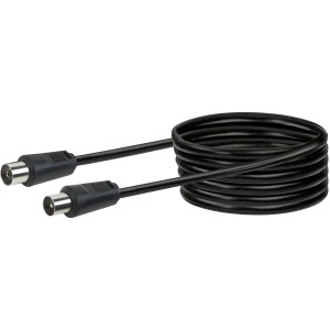 Schwarzes Schwaiger Antennenkabel, 7,5 m, mit IEC-Steckern für Audio- und Videoübertragung.