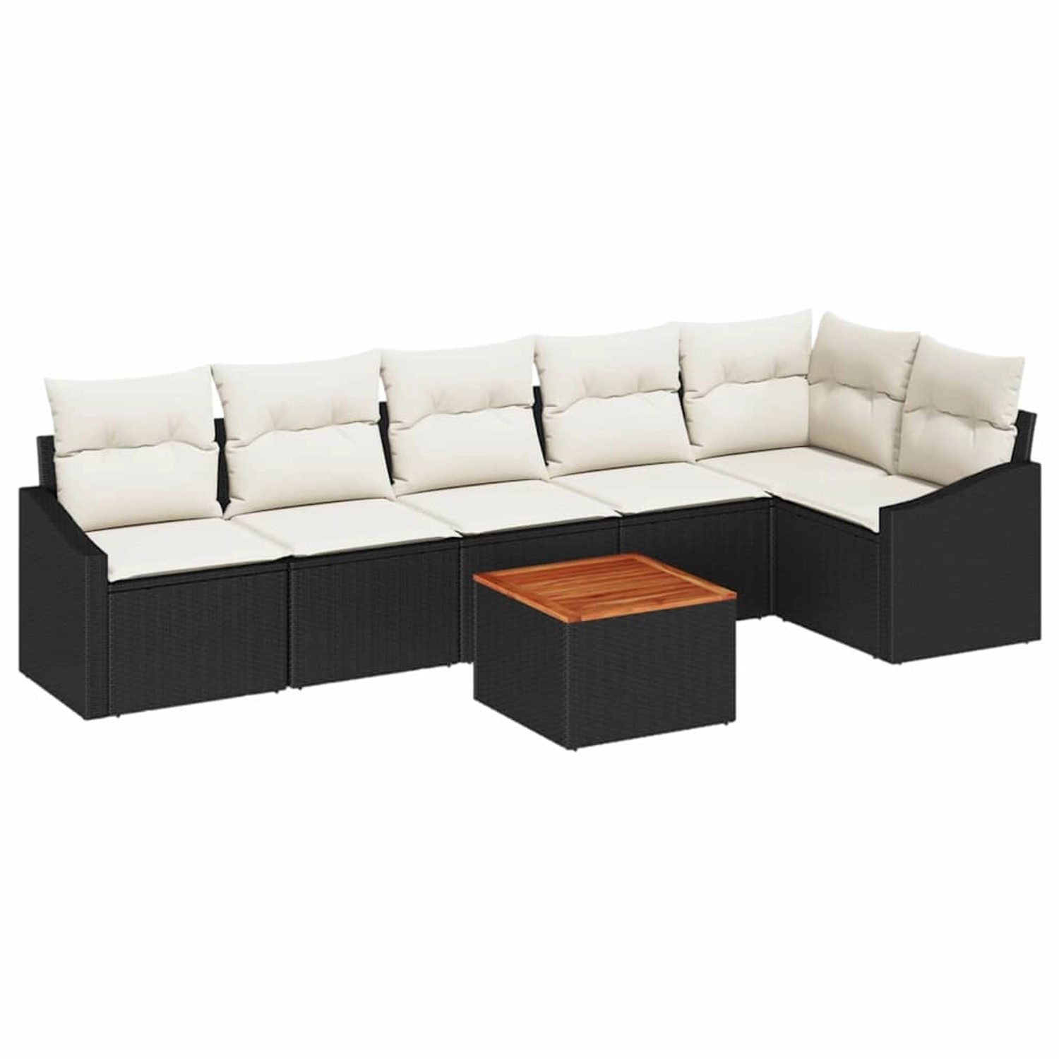 vidaXL Garten-Sofa-Set mit Kissen 7-Tlg Schwarz Poly Rattan 3347838 günstig online kaufen