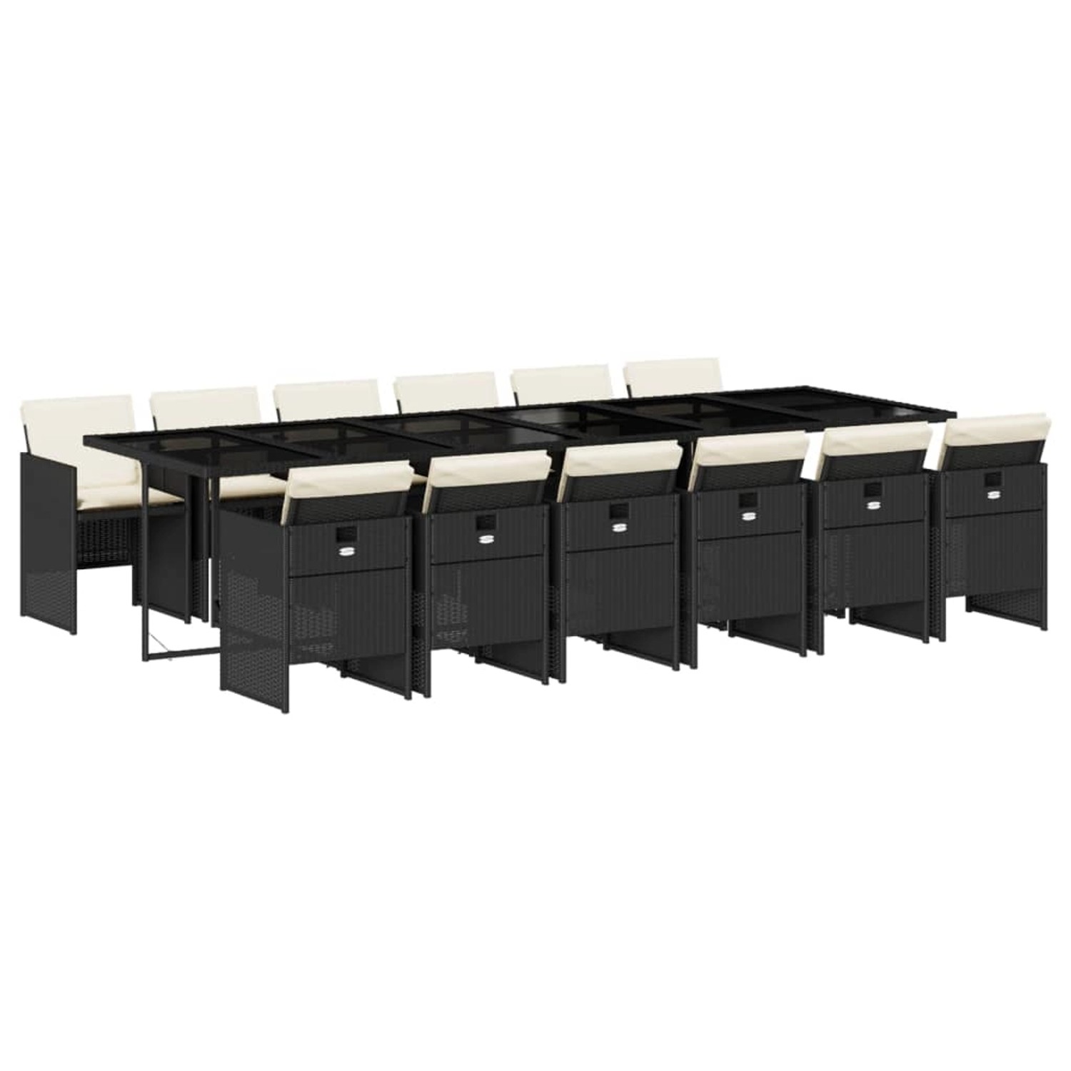 vidaXL 13-Tlg Garten-Essgruppe mit Kissen Schwarz Poly Rattan 3210582 günstig online kaufen
