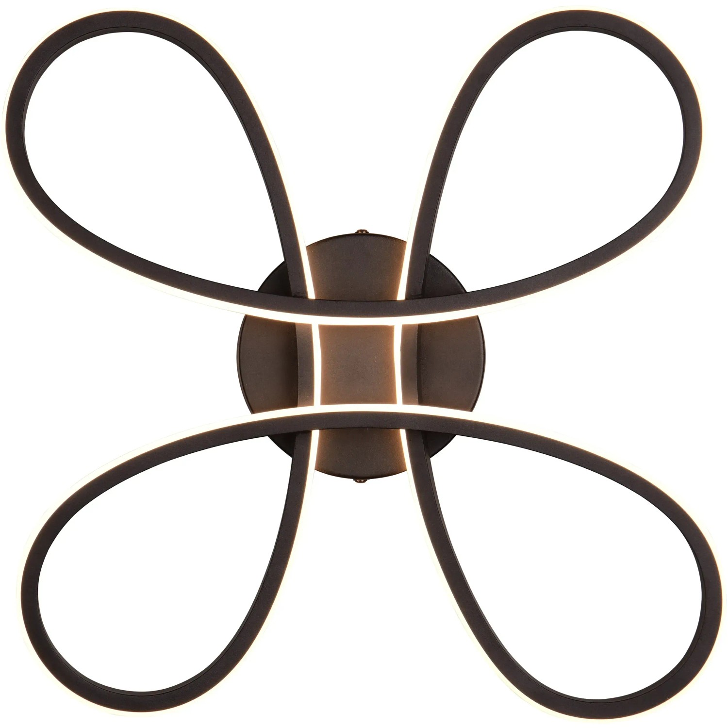 Moderne Trio LED Deckenleuchte Fly, 40 cm, schwarz matt, geschwungenes Design.