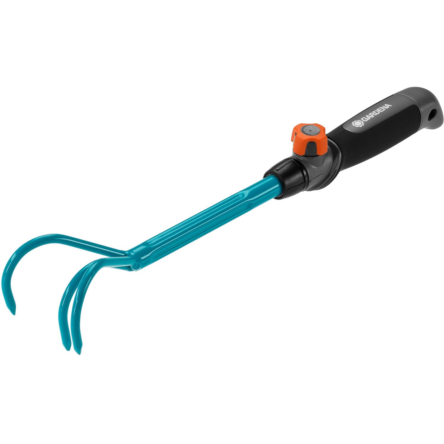 Gardena combisystem Kleingrubber mit blauem Schaft und schwarzem Griff. Gartengerät zum Auflockern des Bodens.