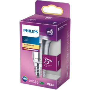 Philips LED-Lampe E14 Reflektor R50, 1,4W, warmweiß, in lila Verpackung.