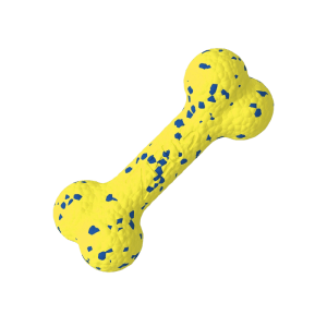 Gelb-blauer Zeus Nitro Knochen, robustes Hundespielzeug, 16 cm.