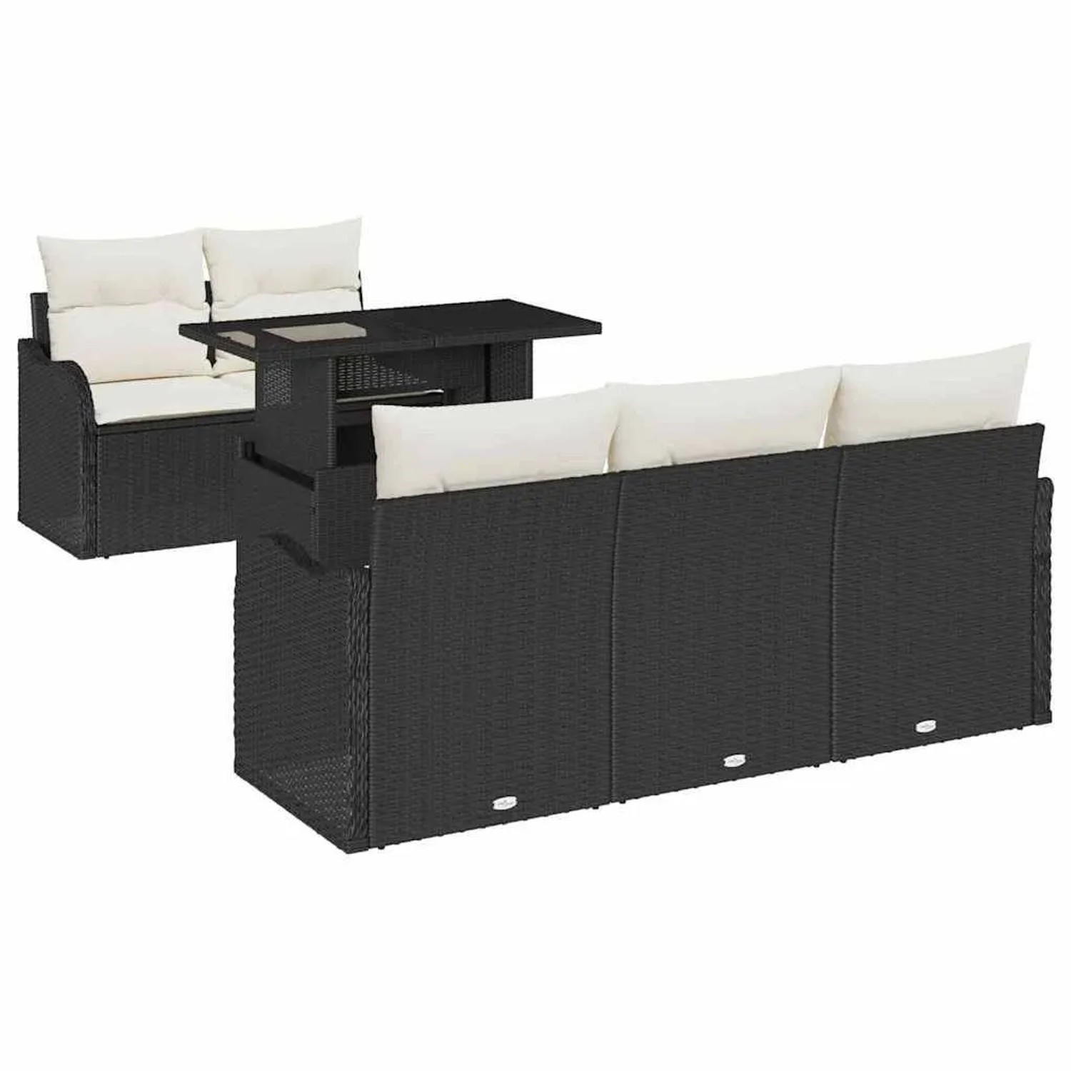 vidaXL Gartensofa-set mit Kissen 6-Tlg Schwarz Poly-Rattan 3357110 günstig online kaufen