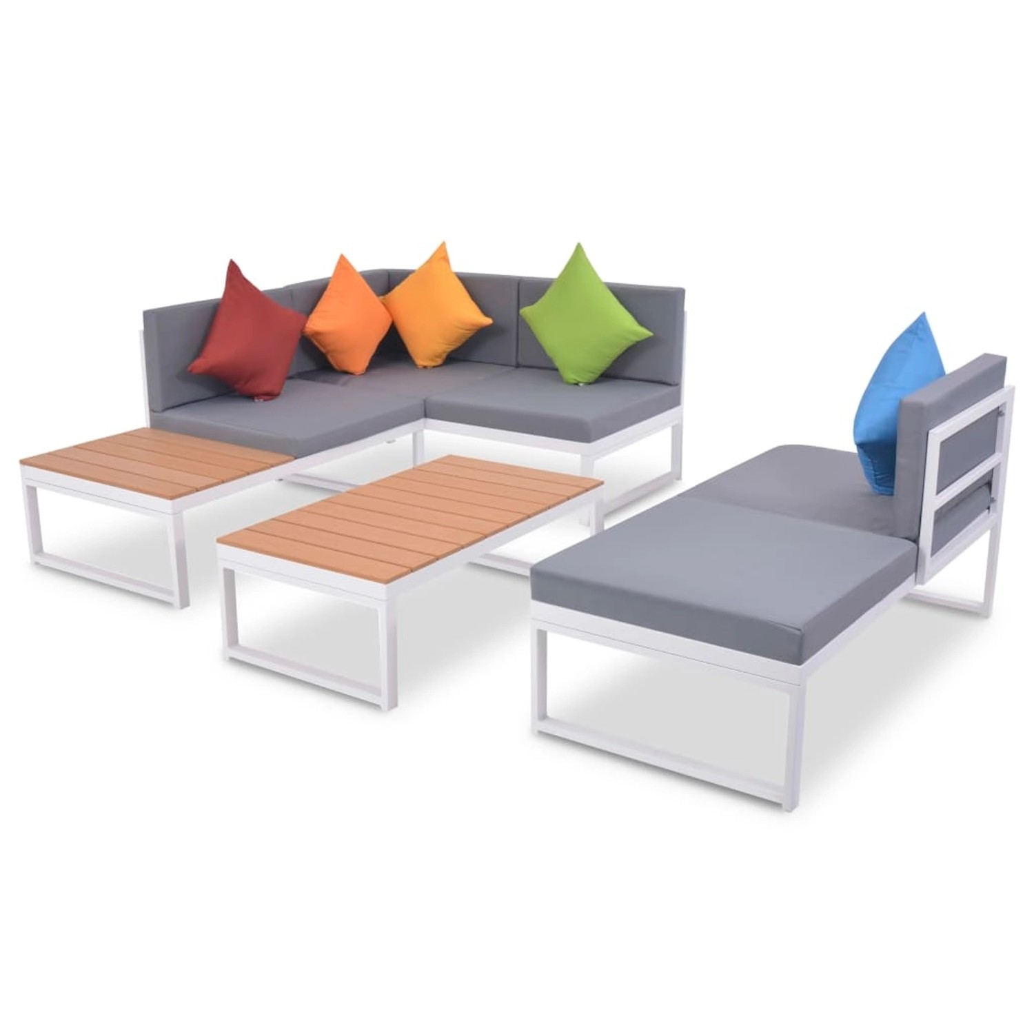 4-tlg. Garten-lounge-set Mit Auflagen Aluminium Und Wpc günstig online kaufen