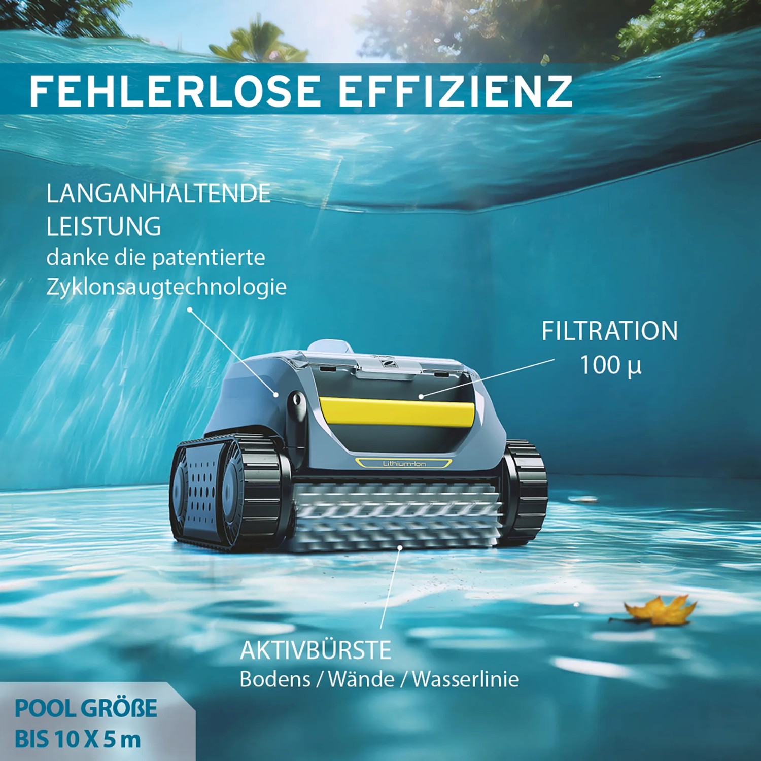 Zodiac Poolroboter OF4220 Iq, grauer Reinigungsroboter mit Bürste zur Poolreinigung.