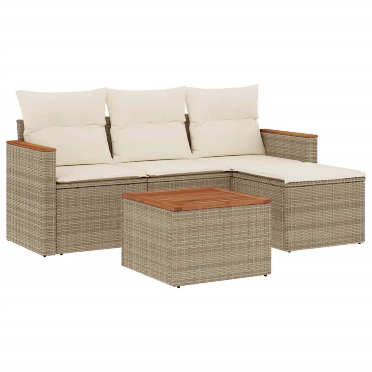 vidaXL 5-Tlg Garten-Sofagarnitur mit Kissen Beige Poly Rattan 3225911 günstig online kaufen