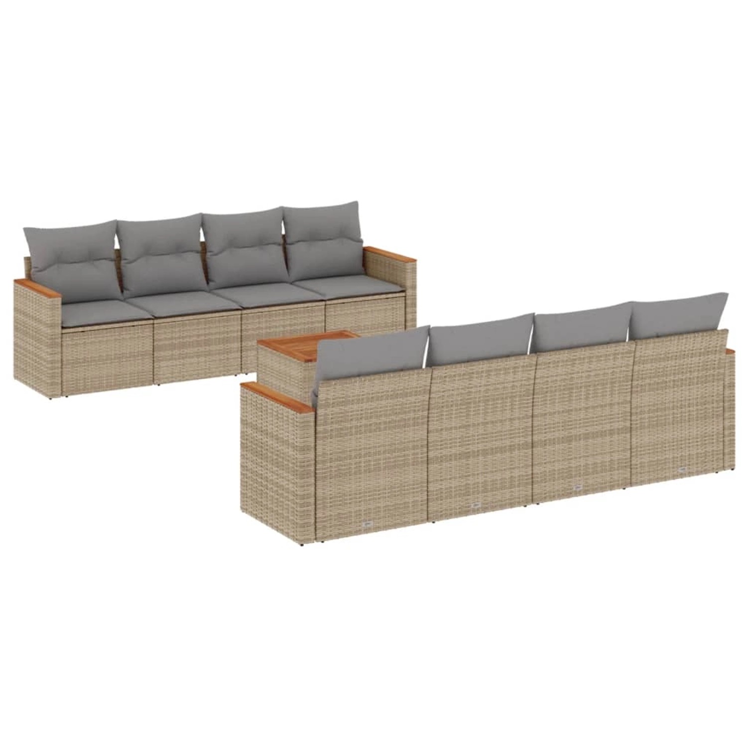 vidaXL 9-Tlg Garten-Sofagarnitur mit Kissen Beige Poly Rattan 3258223 günstig online kaufen