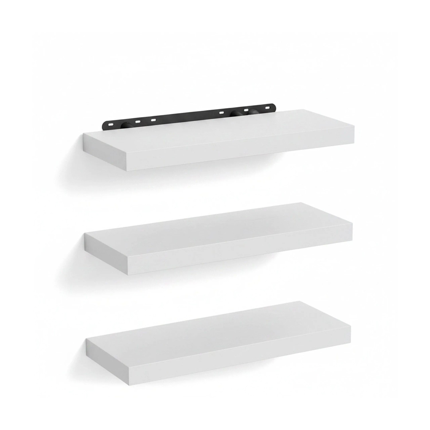 Relaxdays Wandregal MDF Eisen Weiß 3er Set 4 cm x 60 cm x 23 cm