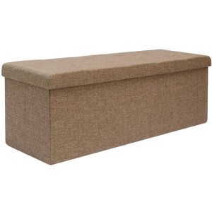 Braune DuneDesign Faltbare Sitzbank mit Truhe, 110x38x38 cm, ideal als Garderobenbank.