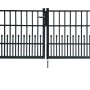 Anthrazitfarbenes Dekor-Doppeltor Bremen zum Einbetonieren, 300x103 cm, Komplettset für den Gartenzaun.