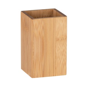 WENKO Zahnbürstenhalter Padua aus Bambus, quadratisch, für Bad und WC.