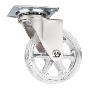 SOTECH Lenkrolle RAPID, Ø75mm, transparent, bis 35kg belastbar. Möbelrolle mit Stahlgehäuse.