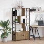 vidaXL Bücherregal Artisan-Eiche mit schwarzem Metallrahmen, asymmetrischen Fächern und Schranktüren.