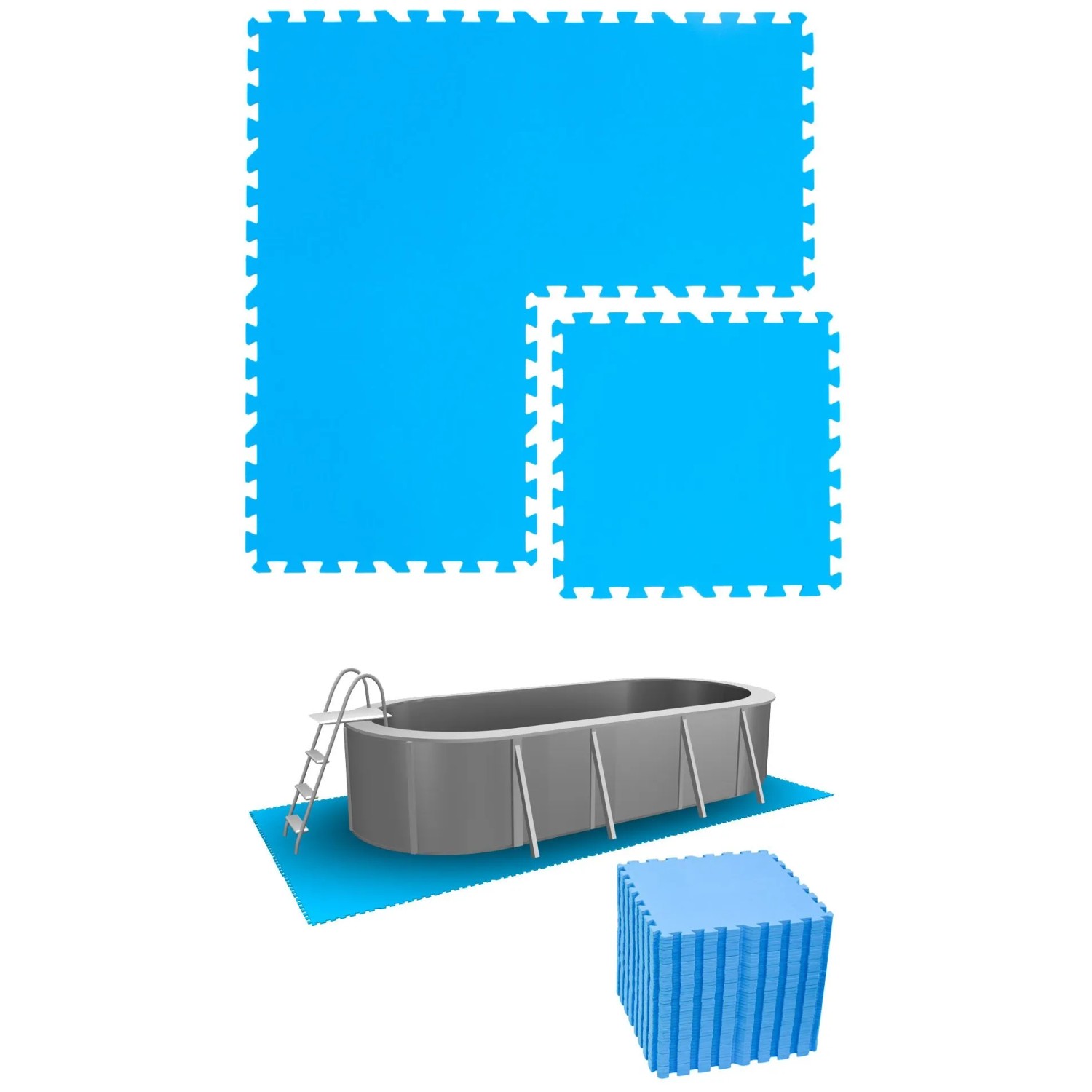 eyepower Poolunterlage 50 x 50 cm 44er Set Blau
