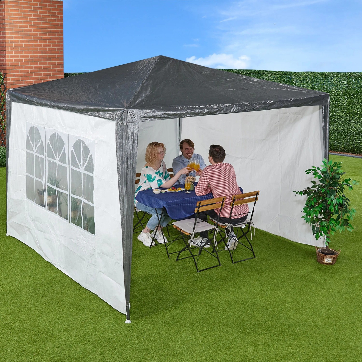 Relaxdays Pavillon Seitenteile 3er Set PE/PVC Weiß Wasserdicht 2 m x 3 m 0,5 kg_2