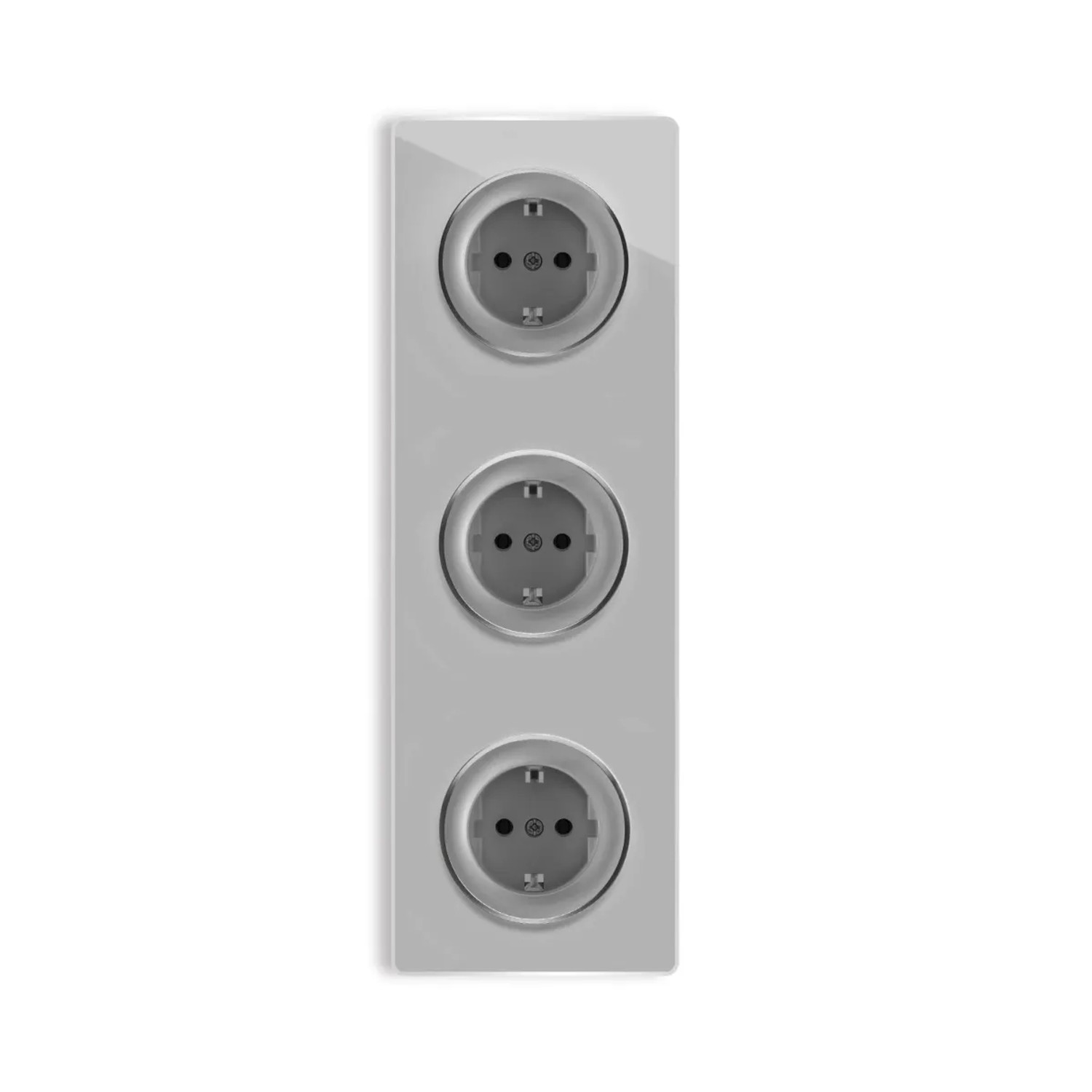 OneKeyElectro 3x Schuko Steckdose mit Schraubklemmen und Glas Abdeckrahmen 3fach Senkrecht Grau