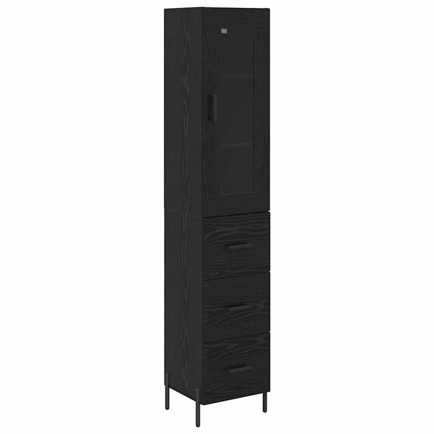 vidaXL Highboard Schwarz Eichen-Optik 34,5 x 34 x 180 cm Holzwerkstoff 3416 günstig online kaufen