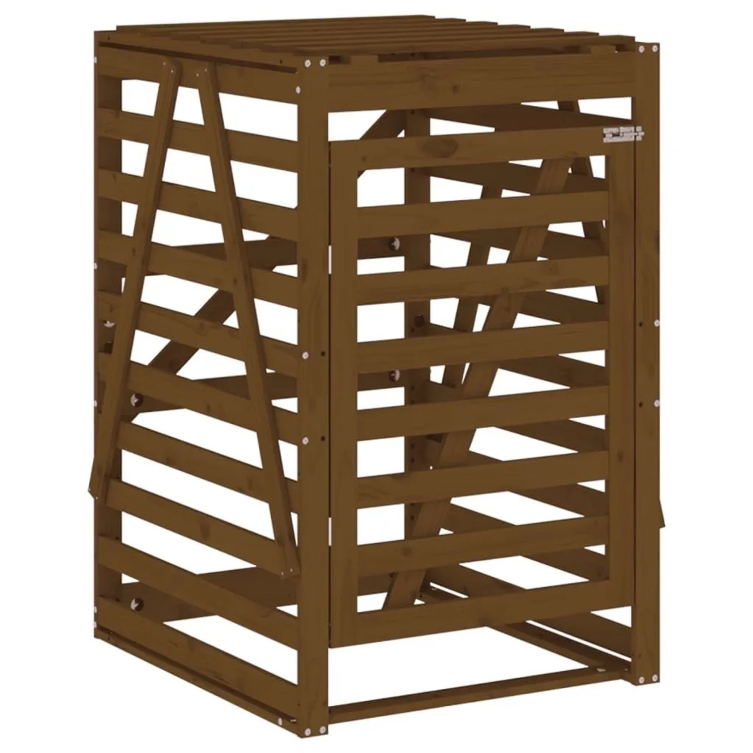DELUKE 1er Mülltonnenbox Kiefernholz BOUMI 84x90x128,5cm Braun Mülltonnenverkleidung Für 1 Tonne Müllbox Aus Holz