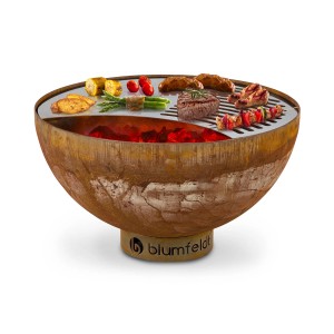 Blumfeldt Savage Feuerschale mit Grill (Ø 60,5 cm) aus Stahl mit Rost und Wetterschutz.