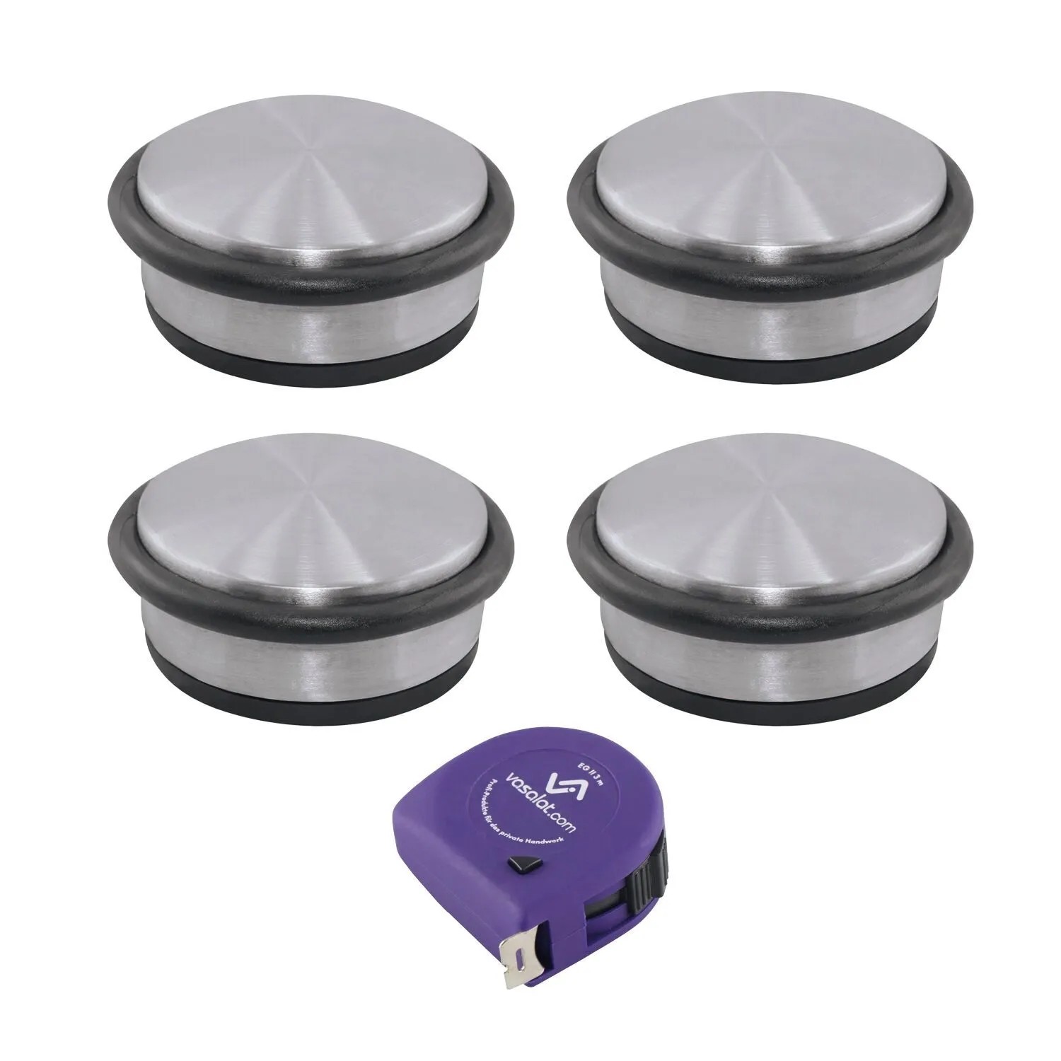 vasalat Set Türstopper schwer Ø 95 mm H 45 mm Edelstahl Geschliffen 1,3 kg 4 Stück