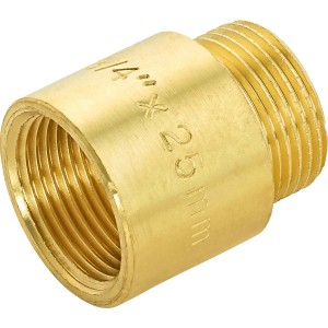 Hahnverlängerung aus Messing, 24,1 mm x 26,4 mm, 25 mm lang für Gewindefittings.