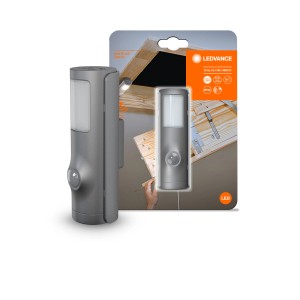 Ledvance LED-Leuchte Nightlux Torch, silberne Wandlampe mit Bewegungsmelder, 10,8 cm.