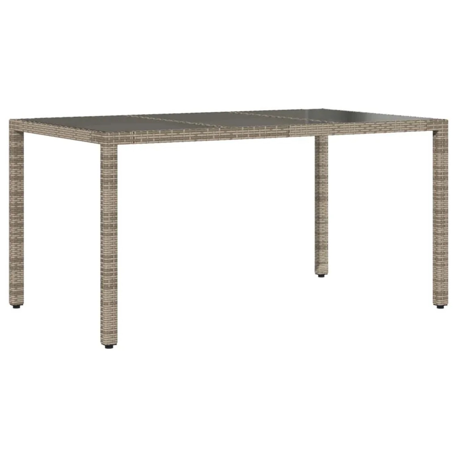 Furnicato Gartentisch Mit Glasplatte Grau 150x90x75 Cm Poly Rattan